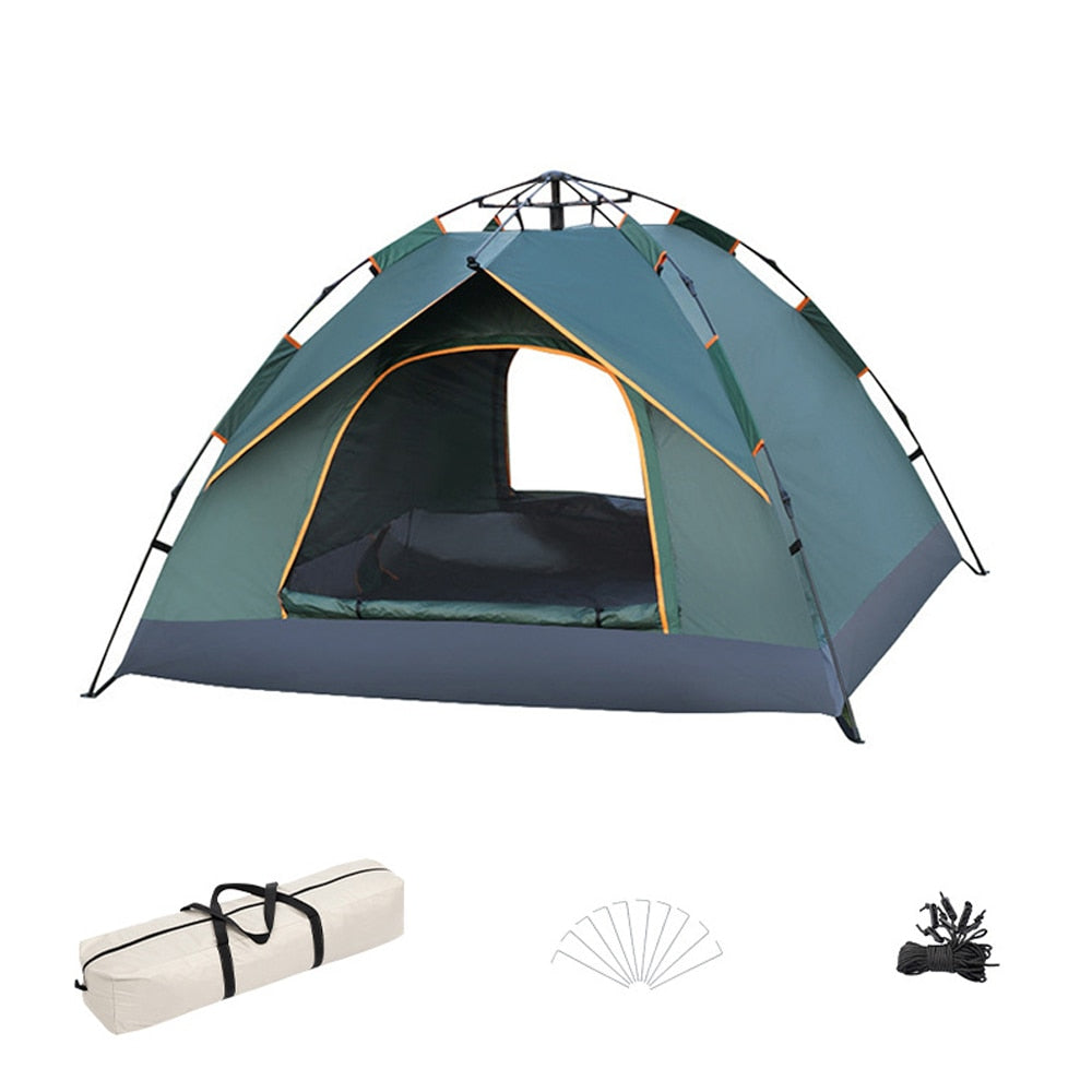 Voyage en Plein Air Simplifié - La tente ouverte pour 3-4 personnes, votre alliée pour des moments mémorables en nature.